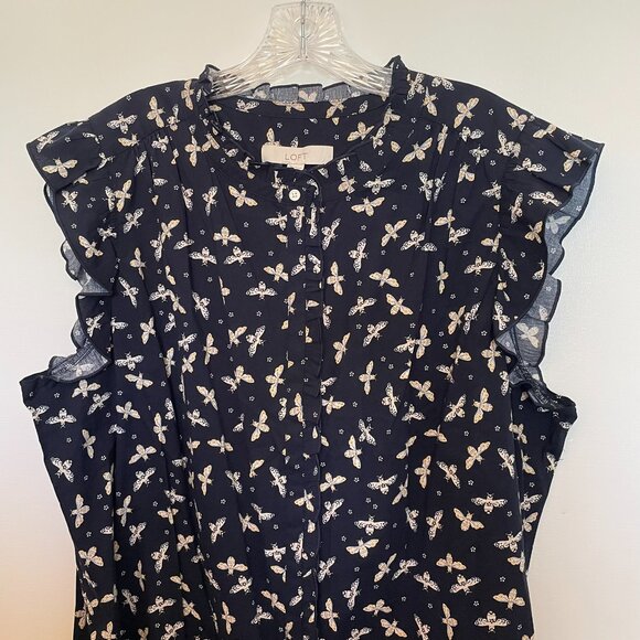 Loft Bee Ruffle Top Blouse - Picture 3 of 10